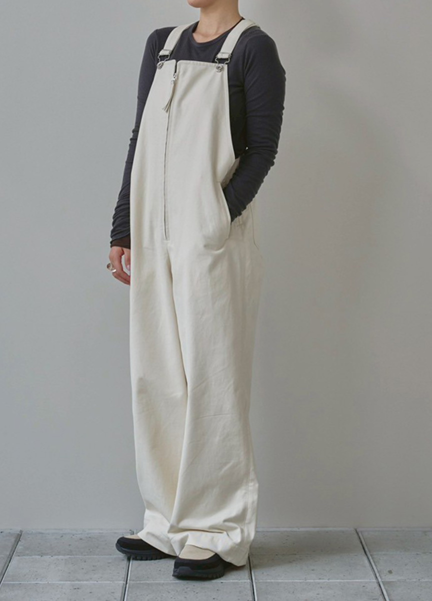 前拉鍊吊帶連身褲